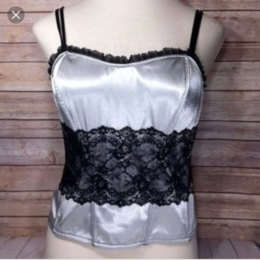 Cacique Satin and black lace top